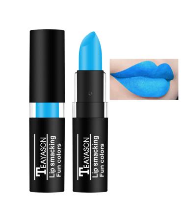 AKARY Blue Matte Lipstick Makeup Long-Lasting Non-Stick Cup Goth Lip Gloss Vintage Lipstick Cosmetics Party Makeup Gift Professional Foundation High Impact Color for Women Halloween Party Cosplay Sky Blue