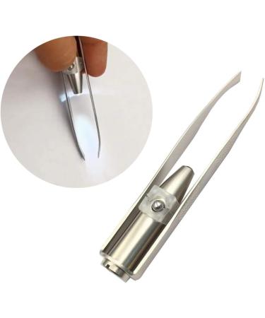 Jannyshop Silver Stainless Steel Eyebrow Tweezers with LED Light - Precision Hair Removal Tool Nickel Plated for Durability International Shipping Available - Buy Online on GoSupps.com