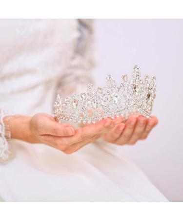 Tgirls Baroque Bridal Wedding Crown Princess Tiara Rhinestone Headband - Silver - Buy Online on GoSupps.com