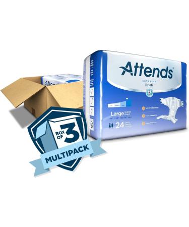 Attends Advanced Briefs | Large 24 Count (Pack of 3) | Adult Incontinence Care with Dry-Lock Technology - Buy Online on GoSupps.com