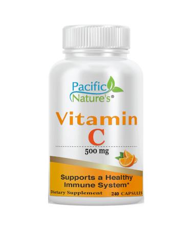 Pacific Nature's Vitamin C 500mg (240 Capsules) Antioxidant Support for a Healthy Immune System - Non-GMO Gluten Free