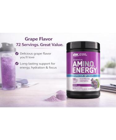 Optimum Nutrition Amino Energy Powder Plus Focus with BCAA Electrolytes and Caffeine Grape 1.42 LB 72 Servings (Packaging May Vary) - Buy Online on GoSupps.com