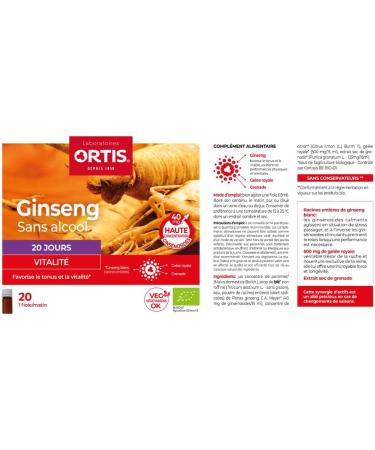  Ortis Laboratoires ORTIS - GINSENG Bio - 20 x 15 ml - Vitality - Energy - Buy Online on GoSupps.com