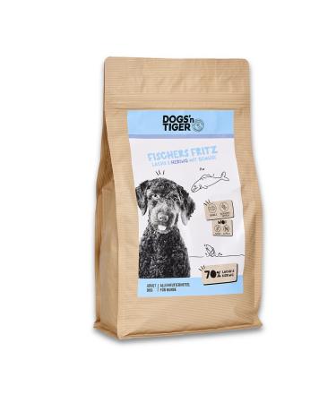 Dogs'n Tiger - Fischers Fritz - Dry food for adult dogs with 70% meat - without sugar or cereals (Salmon and Herring with vegetables - 2 kg)