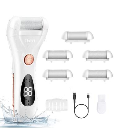 Electric Foot Callus Remover feet Hard Skin Remover Rechargeable Waterproof Tools Foot Scrubber Callus Shaver Pedicure kit for Cracked Heels and Dead Skin White