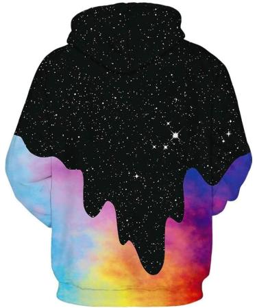 Bigfanshu Women's Sweaters 3D Gradation Print Long Sleeves Hooded Pullover Sweatshirt Blouse Tops Black - Buy Online on GoSupps.com