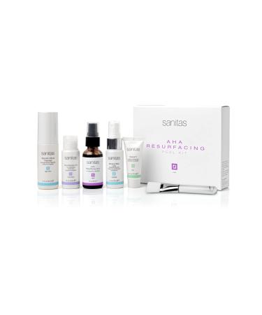 Sanitas Skincare AHA Resurfacing Peel Kit At Home Peel Kit 6 Piece Set Lactic Acid Peel