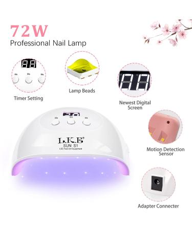 LKE Gel Nail Polish Kit with 72W UV Nail Lamp | 6 Nude Pink White Colors | Gel Top & Base Coat | DIY Manicure Set for Women - M02-Pink Nude - Buy Online on GoSupps.com