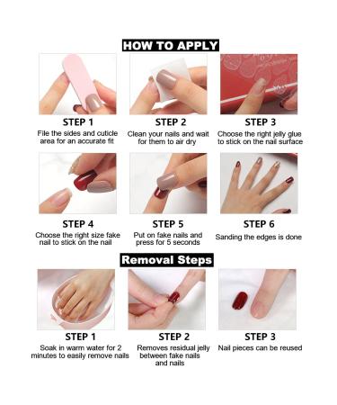 RikView Gradient French Acrylic Press on Nails - Nude Coffin Pink Glossy Square Fake Nails - Buy Online on GoSupps.com