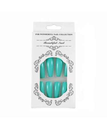 Brishow Long Ballerina False Nails - Green Acrylic Press-On Full Coverage (24 Pieces) for Women & Girls - Perfect for Easy Nail Art - Buy Online on GoSupps.com