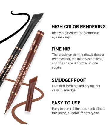 3Pcs Waterproof Wing Eyeliner Stamp Set - Black, Brown, Red Brown Liquid Eye Pencil Makeup Sets | Colored Eye Liners Stamps Shapes | Long-Lasting Delineador de Ojos contra el Agua - Buy Online on GoSupps.com