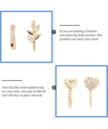 Shop Beaupretty 7pcs Non-Piercing Nose Rings - Elegant Copper Nose Jewelry for Women - Golden Heart Clip Nose Pins - Buy Online on GoSupps.com