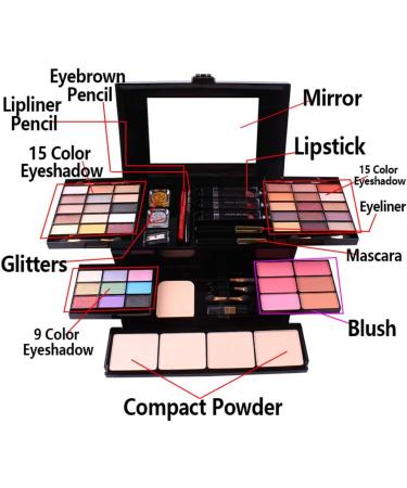 MUUZONING 39 Colors Mix Makeup Palette Set - Daily Use Toiletries Kit with Eyeshadow, Concealer, Lip Gloss, Pressed Powder and Blusher - Buy Online on GoSupps.com