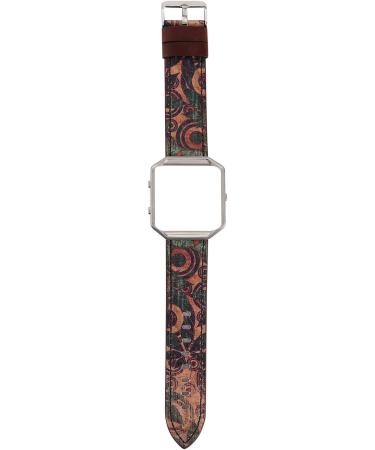 Shop Soft Sports Bracelet for Fitbit Blaze - Adjustable Floral Leather Band for Women & Girls (14-20.3 cm) - Replacement with Metal Frame - Buy Online on GoSupps.com