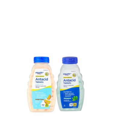 Extra Strength Antacid Wintergreen Chewable Tablets/Orange cheawable 750 mg 186 Count Extra Strength Active Ingredients Pack of 2 by Kwabossal