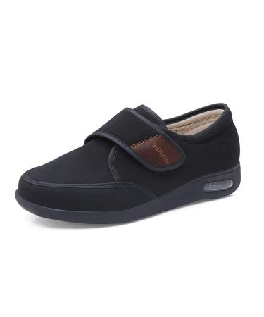 Yytcsjz Men's Diabetic Shoes Extra Wide Surgery Recovery Shoe Wide Comfortable Non Slip Fattening and Widening for Edema Arthritis Fasciitis Swollen Feet (Color : Black Foot Length : 12 in) 12 in Black