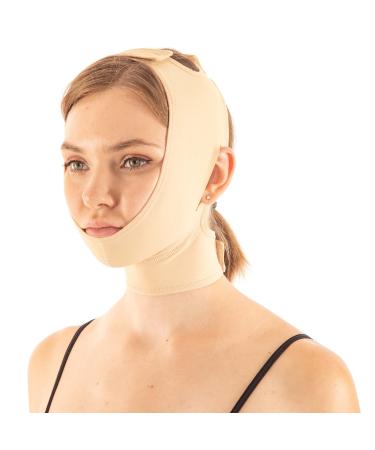 Chin Compression Garment, Chin Strap Band Face Lift, Chin Lift Band, Neck Cover Face Compression (M, Beige) M Beige