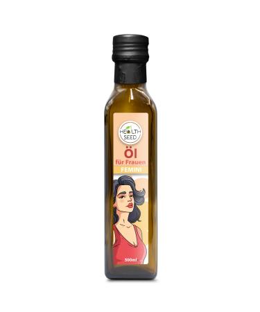 Health Seed Health Seed Femini Oil for Women Evening Primrose Oil Flaxseed Oil Hemp Oil Pumpkin Seed Oil 100% Pure Unfiltered Cold Pressed Glass Bottle 500ml