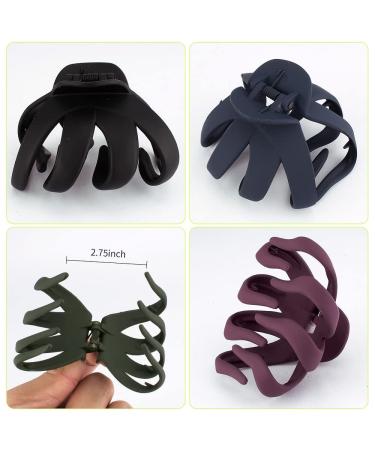 ATODEN Octopus Hair Clip Set - 5 Pcs Large Matte Claw Clips for Thick Hair in Black, Blue, Green, Grey, Purple - Buy Online on GoSupps.com