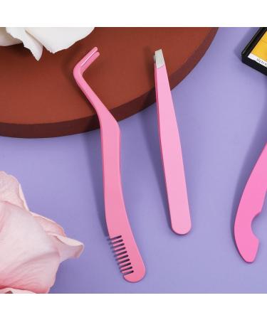 3pcs Eyelash Applicators with 3pcs Eyebrow Brush Eyelash Brush Eyelash Tweezers False Eyelash Tweezer Applicator for Girls Women Beginners Makeup Artists(Pink) - Buy Online on GoSupps.com