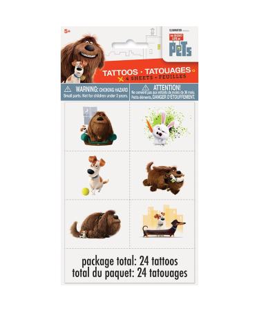 The Secret Life Of Pets Party Temporary Tattoos - Assorted Designs  24 Pcs