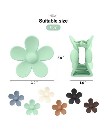 6 PCS Matte Flower Claw Clips for Women - 3 Inch Large Non-Slip Strong Hold Hair Clips for Thin to Thick Curly Hair - Buy Online on GoSupps.com