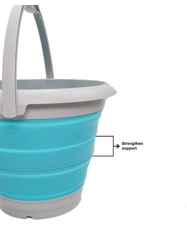 SAMMART 5L Collapsible Plastic Bucket - Portable Fishing Water Pail - Grey/Bright Blue - Buy Online on GoSupps.com