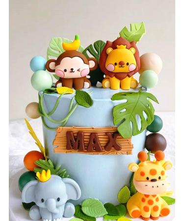 JeVenis New Safari Birthday Cake Decoration Baby Shower Decoration Jungle Animals Cake Decoration Cake Decoration Color6 - Buy Online on GoSupps.com
