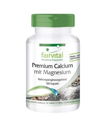 Fairvital | Premium Calcium Magnesium Capsules - for 3 months - HIGH DOSE - 180 capsules - with oyster shell powder