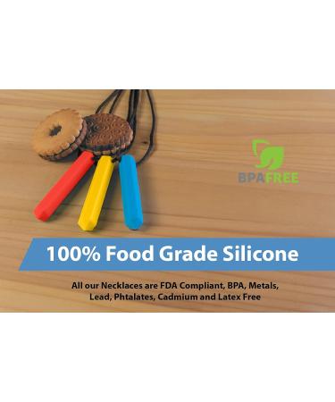 Tilcare Chew Chew Sensory Necklace - Textured Silicone Chew Toy for Kids & Adults with Autism - Chew Necklaces in Light Blue/Orange/Yellow - Buy Online on GoSupps.com