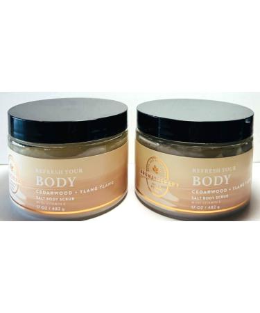2 Cedarwood Ylang Ylang Salt Vitamin E Bath Body Scrubs 17oz.