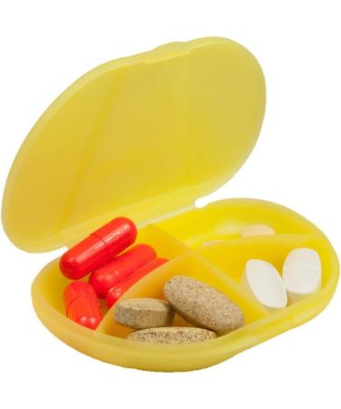 Small Pocket Pill Box with 4 Compartments - Holds Up to 20 Pills | 3 x2 | Pack of 2 Yellow - International Shipping Available - Buy Online on GoSupps.com