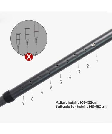 LINYUES Forearm Crutches Adult F-Shape Aluminum Crutches with Heavy Duty Non-Slip Rubber Feet Ergonomic Handles Load 130kg - Buy Online on GoSupps.com