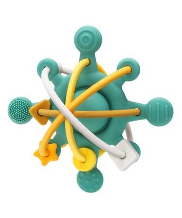 Cldy sensory baby bite ring green baby toy 3 months motor skills toys made of BPA-free silicone dental help for baby and rattle in a/multifunctional baby toy baby gift