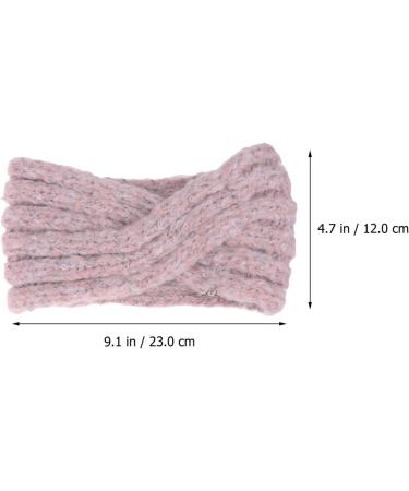 Lurrose Knitting Hair Band Woolen Crossed Headband Wide Rim Headwrap Twist Winter Headwear for Women Girls Pink - Buy Online on GoSupps.com