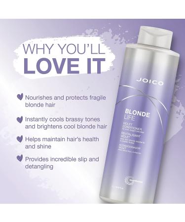 Joico Blonde Life Violet Conditioner - Banish Yellow Tones, Boost Shine - 33.8 Fl Oz - Buy Online on GoSupps.com