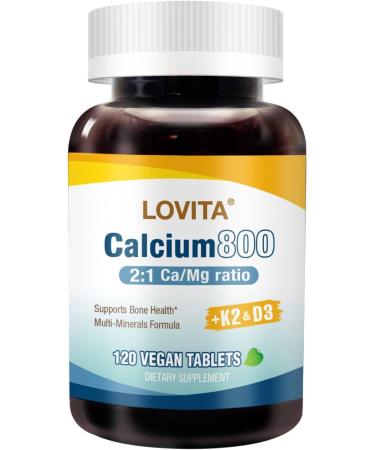 LOVITA Calcium Citrate 800 mg with Magnesium Vitamin D3 & K2 Bone Strength & Density Supplement for Women & Men Supports Teeth Immune Health Gluten Free Non-GMO 120 Vegan Tablets Standard Package 120 Count (Pack of 1) - Buy Online on GoSupps.com