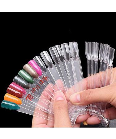 BTRICE Transparent Color Fake Nail Art Display Fan - 50 Pieces Skill Stick Polish Tool with Metal Cleaning Holder | International Shipping Available - Buy Online on GoSupps.com
