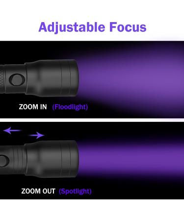 Geekhigh UV Flashlight 395nm - Zoomable Black Light for Pet Urine Detection Bed Bugs & Household Use - Includes 3AAA Battery - Buy Online on GoSupps.com