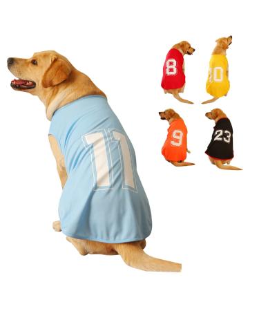 Dog shirt number printed summer basic vest puppy breathable t-shirt pet sleeving tank top clothing for large medium-sized small dogs (x-large blue) X-Large blue