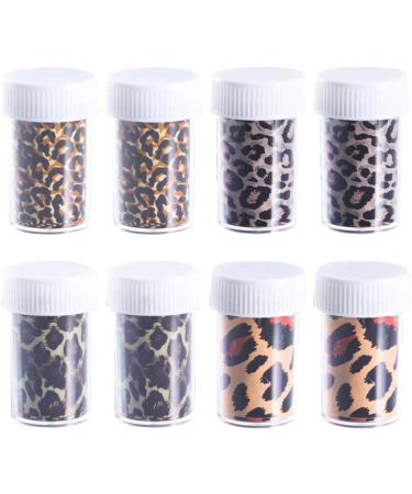 Beaupretty Nail Foil Transfer Sticker Leopard Print Nail Art Wrap Nail Adhesive Stickers for DIY Christmas 8Bottle(Mixed Color) Girl Stickers