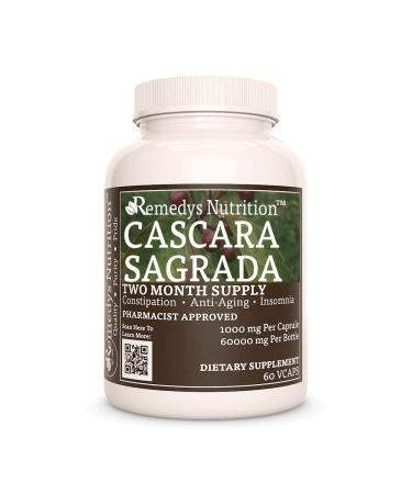 Remedy's nutrition Cascara Sagrada 1 000mg Vegan Capsules Herbal Supplement - Non-GMO Gluten Free Dairy Free - Two Month Supply (60 Count)