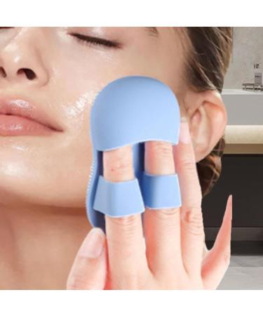 Silicone Face Scrubber Scrubbing Finger Handle Face Brush in Silicone - Everyday Skincare Soft Bristles Manual Massaging Brush for Bathroom Travelling Blue - Buy Online on GoSupps.com