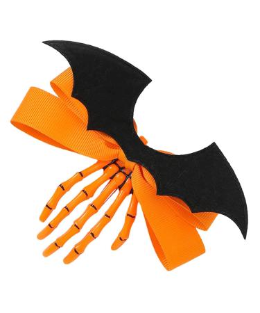 Bone Hair Clips Skeleton Hand Clips for Halloween | Portable Claws Skull Hand Hair Clip Hairpin for Women Children Fovolat Orange-1 Piece