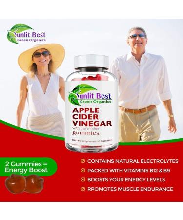 Apple Cider Vinegar Gummies with The Mother - Immunity Boost, Detox, Gluten-Free, Vegan - 100% Natural Non-GMO - B12, B6, Beet, Carrot & Pomegranate - 1 Month Supply - Buy Online on GoSupps.com