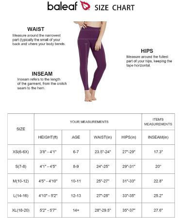 BALEAF Youth Girls' Compression Dance Leggings with Back Pocket - Black, Medium - Buy Online on GoSupps.com