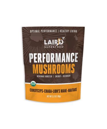 Laird Superfood Organic Performance Mushroom Blend with Chaga, Cordyceps, Lion's Mane and Maitake for Energy and Cognition, 3.17 oz. Bag, Pack of 1 3.17 Ounce (Pack of 1)