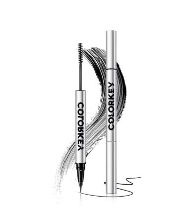 COLORKEY Dual-ended Mascara and Eyeliner Two in One  Waterproof Liquid Eye Liners  Double Stylor  up to 8HR Wear  Sweat Resistant  Smudge Resistant (01 Black)