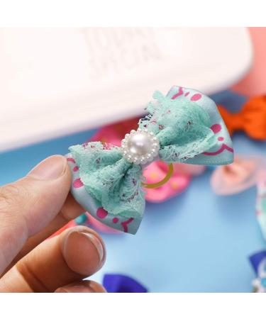 60pcs Multicolor Elastic Hair Bands Pets Bowknot Headdress Cats Dogs Random Patterns Pet Grooming Accessories - Buy Online on GoSupps.com