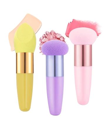 3-Piece Professional Makeup Sponge Set with Handle and Powder Puff - Ideal for Foundation, Powder, and Liquid Makeup Application - Buy Online on GoSupps.com